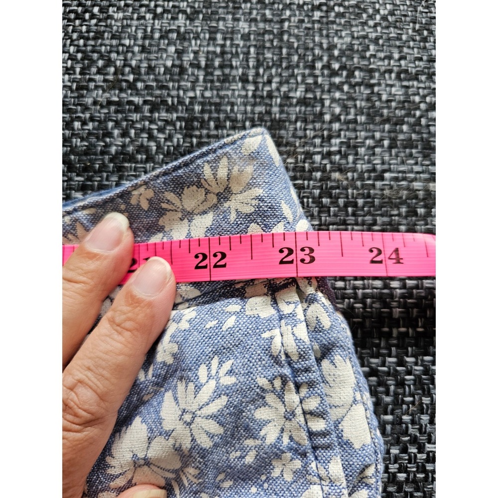 Old Navy Everyday Short Womens 22 Plus Blue Floral Linen Blend High Rise Good - Picture 4 of 7
